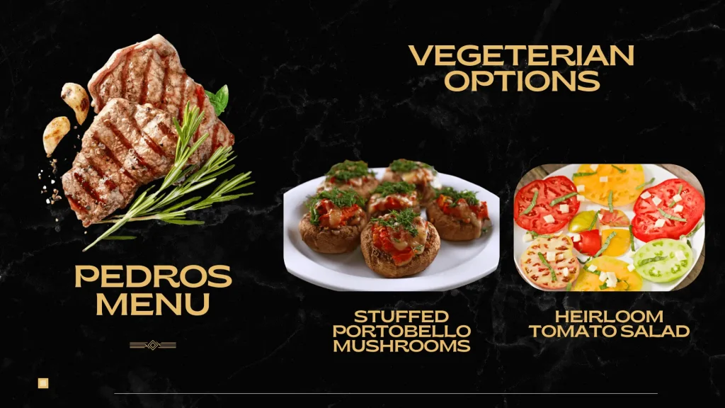 Pedros Vegeterian Menu