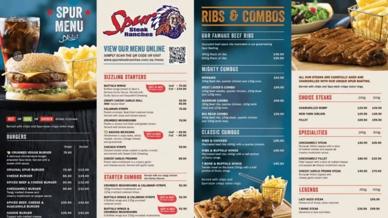 Spur Steak Ranches Menu